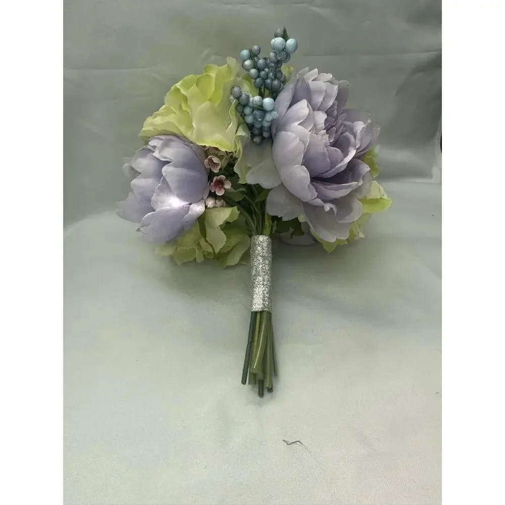 Homecoming prom floral bouquet artificial light purple light green silver